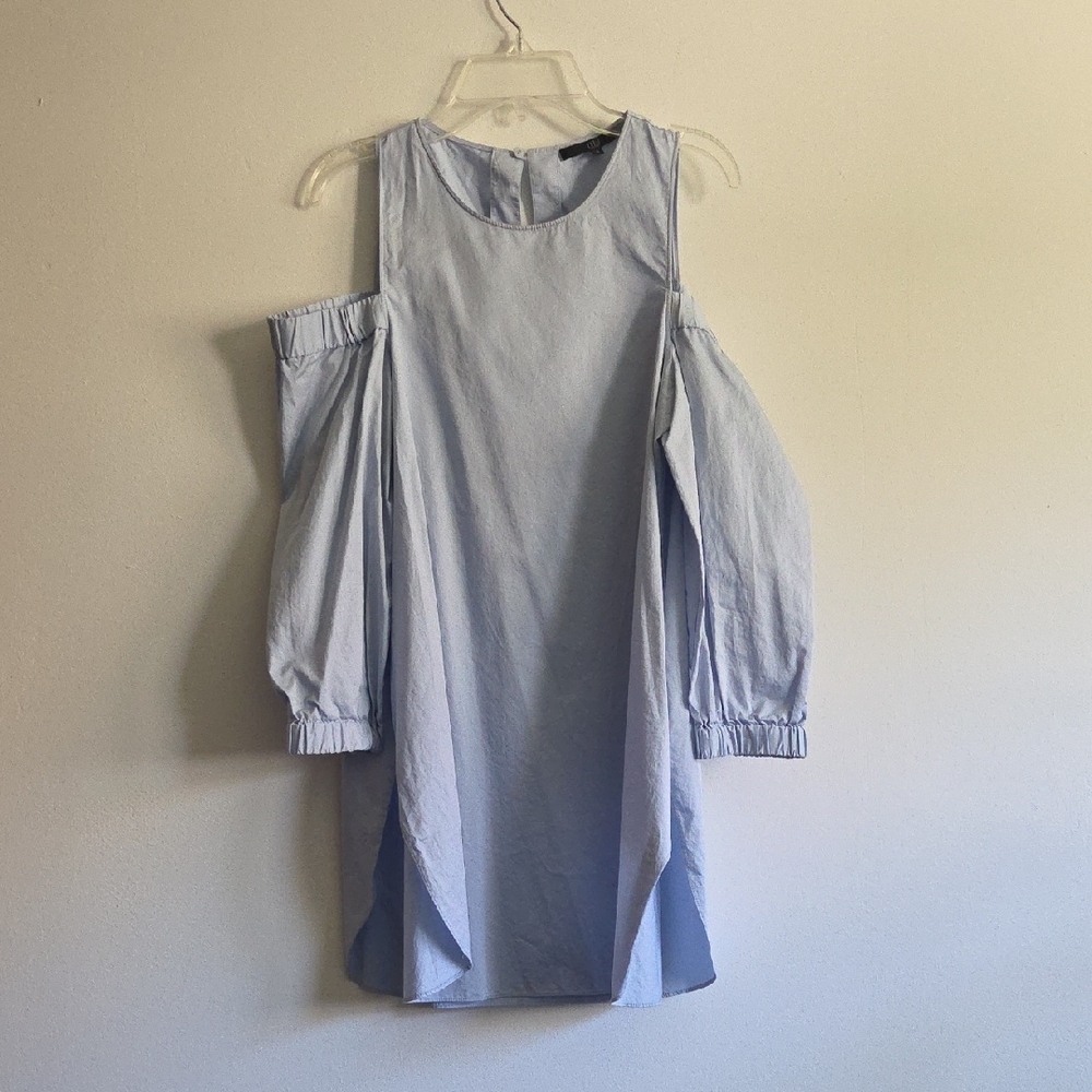 Tibi Light Blue Cold Shoulder Dress